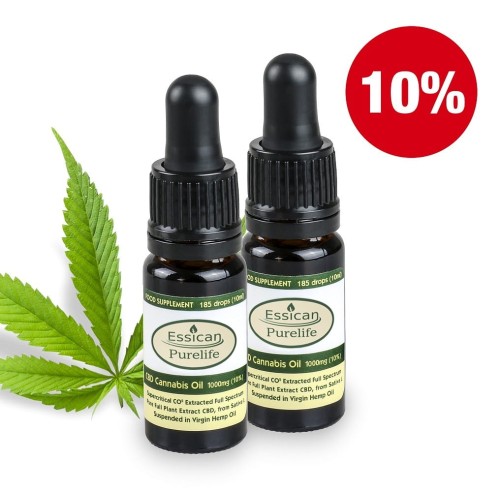 Pakiet 2 sztuk - Olejek CBD Pure Life 1000mg/10ml (10%)