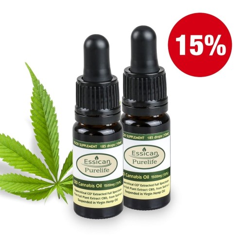 Pakiet 2 sztuk - Olejek CBD Pure Life 1500mg/10ml (15%)