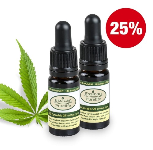 Pakiet 2 sztuk - Olejek CBD Pure Life 2500mg/10ml (25%)