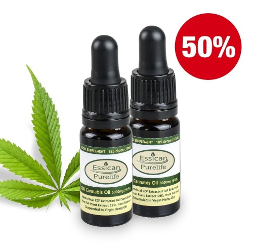 Pakiet 2 sztuk - Olejek CBD Pure Life 5000mg/10ml (50%)