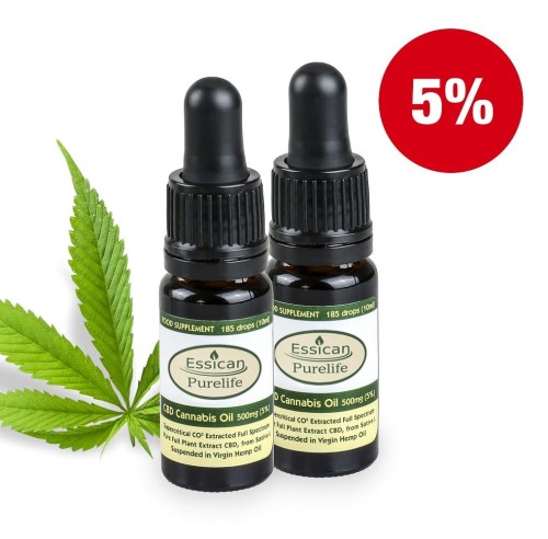 Pakiet 2 sztuk - Olejek CBD Pure Life 500mg/10ml (5%)