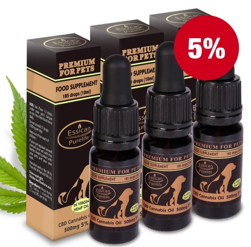 Pakiet 3 sztuk - CBD dla zwierząt 500mg/10ml (5%)