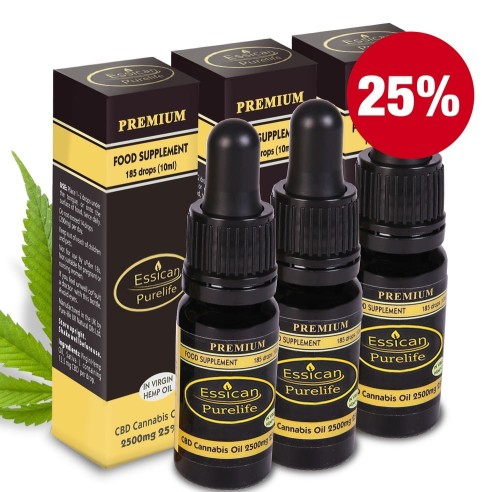 Pakiet 3 sztuk - Olejek CBD Premium 2500mg/10ml (25%)