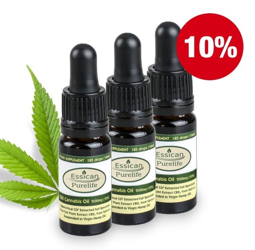 Pakiet 3 sztuk - Olejek CBD Pure Life 1000mg/10ml (10%)
