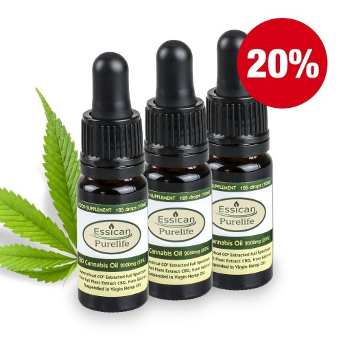 Pakiet 3 sztuk - Olejek CBD Pure Life 2000mg/10ml (20%)