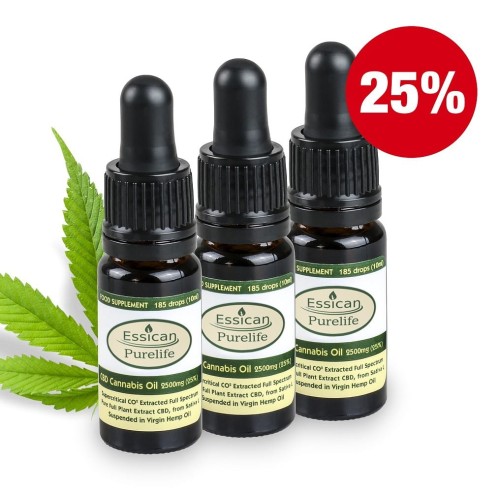 Pakiet 3 sztuk - Olejek CBD Pure Life 2500mg/10ml (25%)