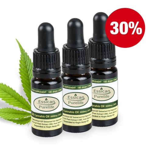 Pakiet 3 sztuk - Olejek CBD Pure Life 3000mg/10ml (30%)