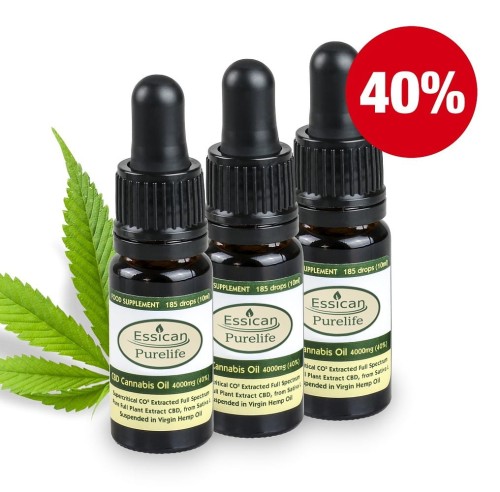 Pakiet 3 sztuk - Olejek CBD Pure Life 4000mg/10ml (40%)