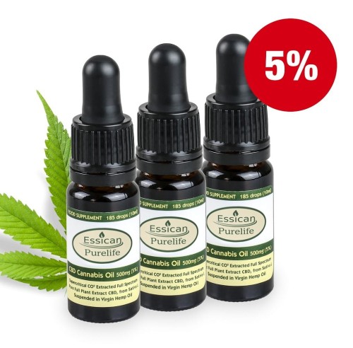 Pakiet 3 sztuk - Olejek CBD Pure Life 500mg/10ml (5%)