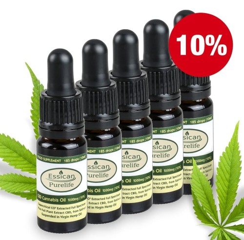 Pakiet 5 sztuk - Olejek CBD Pure Life 1000mg/10ml (10%)