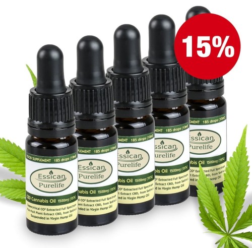 Pakiet 5 sztuk - Olejek CBD Pure Life 1500mg/10ml (15%)