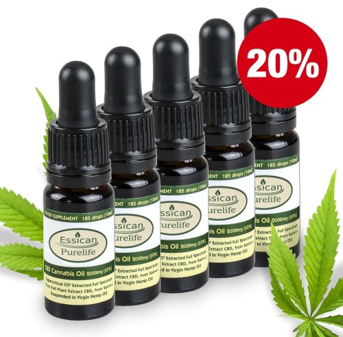 Pakiet 5 sztuk - Olejek CBD Pure Life 2000mg/10ml (20%)