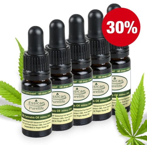 Pakiet 5 sztuk - Olejek CBD Pure Life 3000mg/10ml (30%)