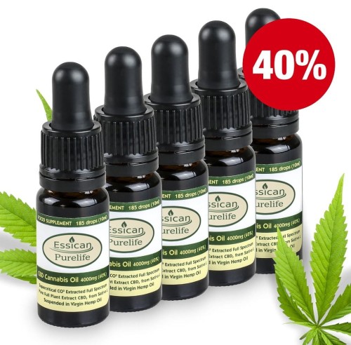 Pakiet 5 sztuk - Olejek CBD Pure Life 4000mg/10ml (40%)